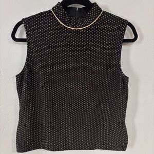 St. John Black and Gold Studded Sleeveless Mock Neck Sweater - Sz M EUC